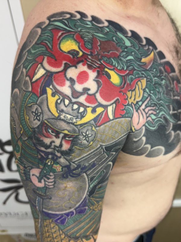 Minamoto no Yorimitsu (Raiko) slaying Shuten-Dôji in Mt. Ooeyama